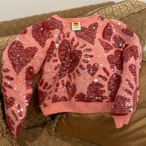 Farm Rio Sequined pink heart sweater